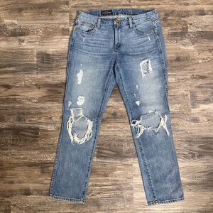 J. Crew Vintage Straight Distressed Light Wash Ripped Jeans Size 27